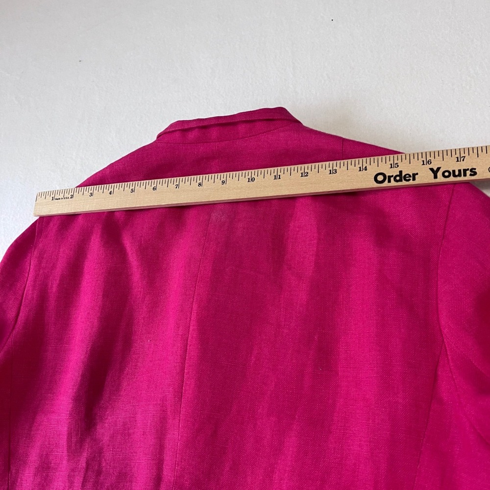 Talbots Blazer Womens 12 Fuschia Pink Irish Linen Colorful Jacket Wedding Summer - Picture 10 of 16